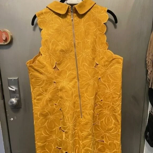 Fervour Retro Gold Floral Mod 60s Retro Gogo Mini Dress - coffeafoods.com